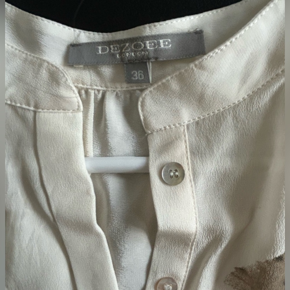 Women's Silk Cream Butterfly Blouse - Picture 3 of 5